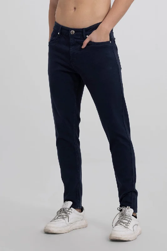 men's travel pants-Urban Navy Skinny Jeans