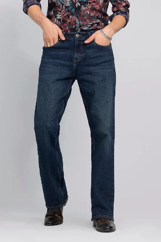 men's vibrant pants-Edgar Blue Washed Bootcut Jeans