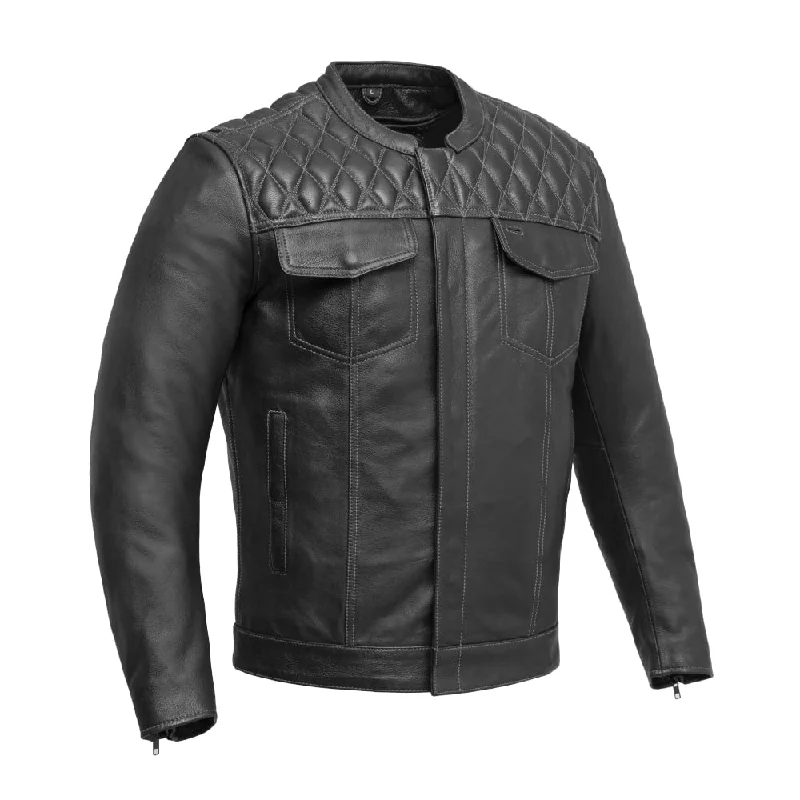 men's relaxed fit jackets-Cinder Men's Cafe Style Leather Jacket