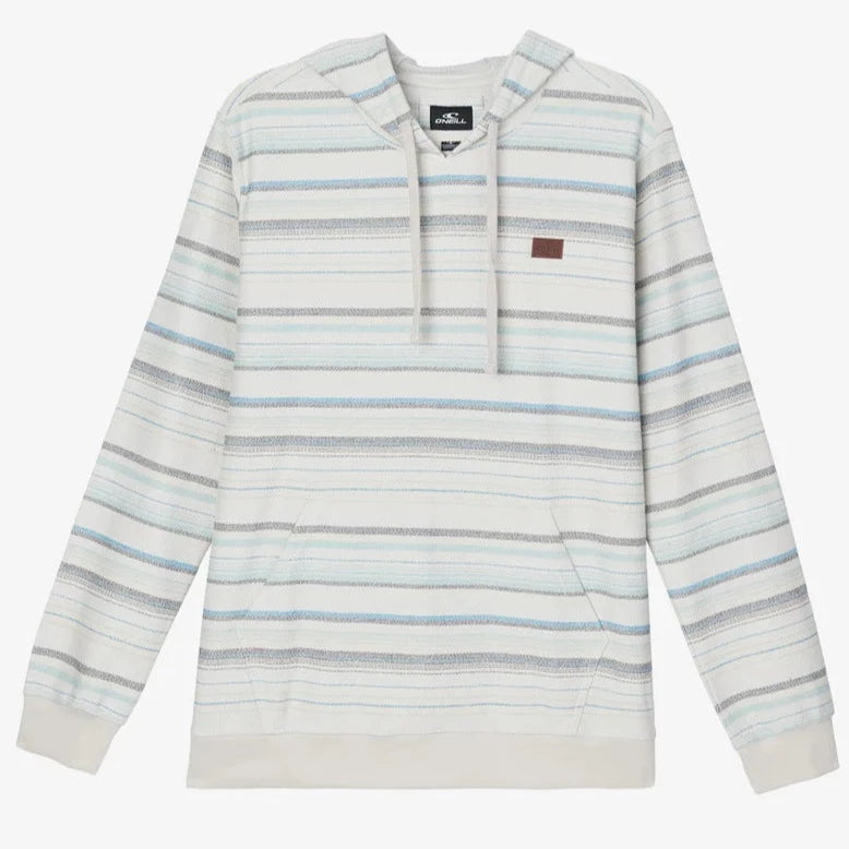 men's fall hoodies-Oneill Bavaro Stripe Hooded Pullover Terry - Natural Blue