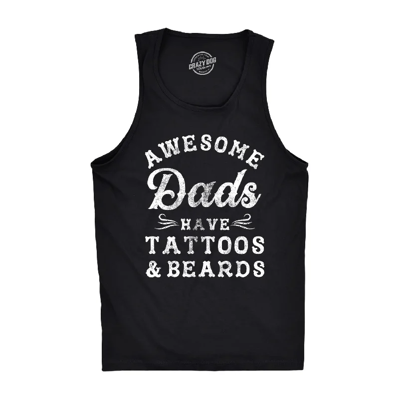 men's tank top best-Awesome Dads Have Tattoos And Beards Men's Tank Top