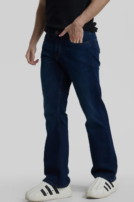 men's relaxed fit pants-Navy Bootcut Jeans