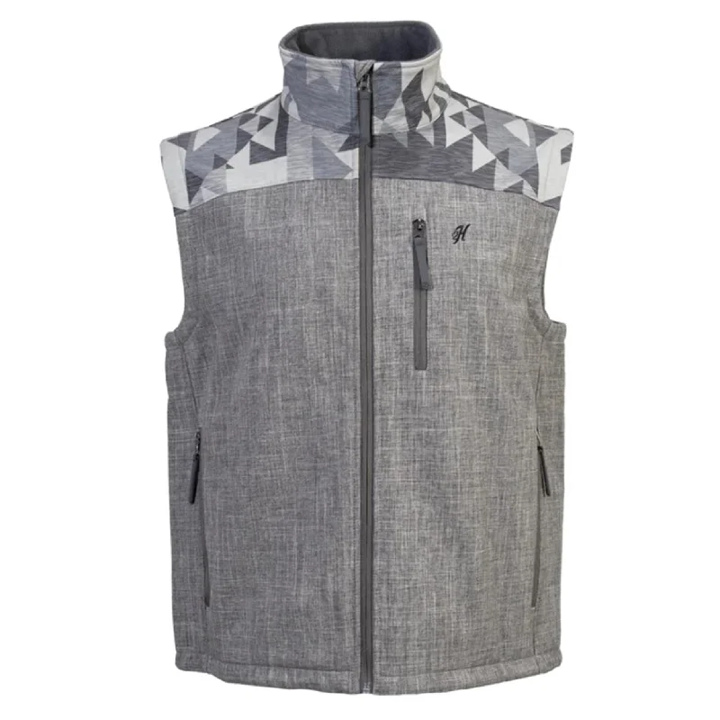 men's luxury vests-Hooey Men's Grey/Aztec Softshell Vest