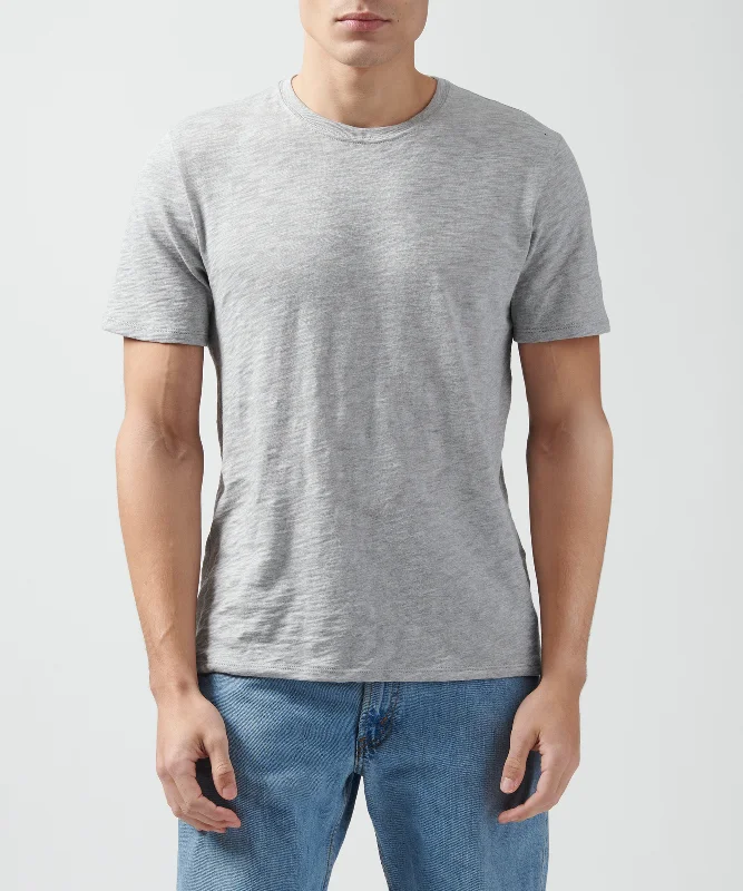 men's durable t-shirts-Slub Jersey Crew Neck Tee - Heather Grey