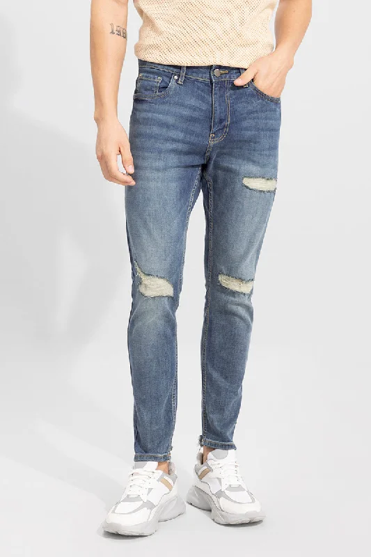 men's tapered jeans-Cross Fraye Pebble Blue Skinny Jeans