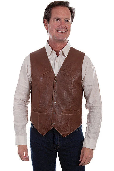 men's relaxed fit vests-Scully Men's Lamb Vest- Saddle Tan