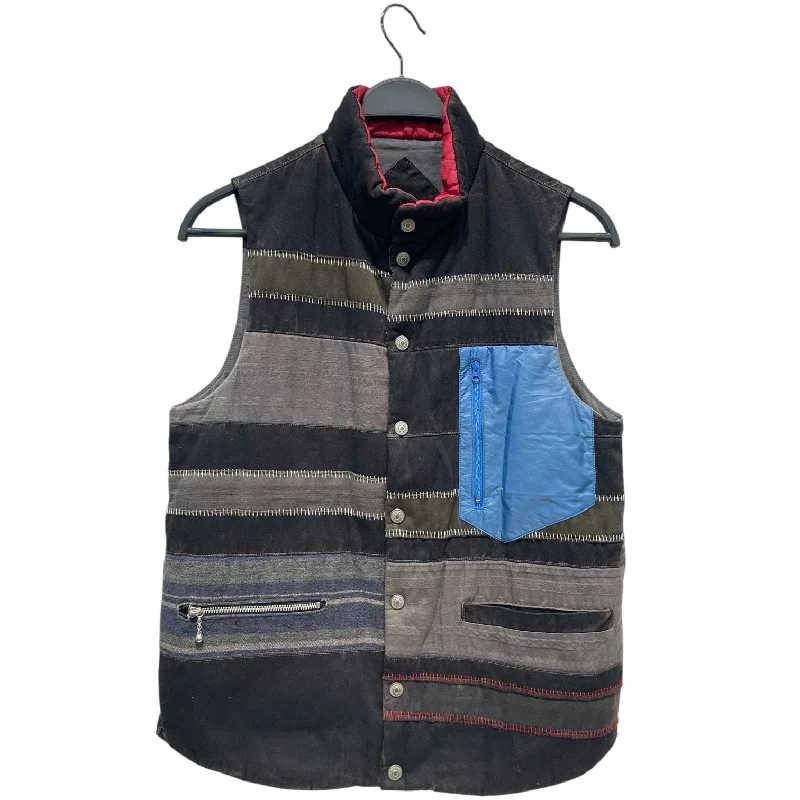 men's cycling vests-Vintage/Puffer Vest/Stripe/Cotton/GRY/JAPANESE REBUILD VEST