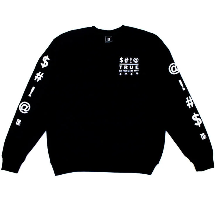 men's heavy sweatshirts-True Four Letter Men's Crewneck Sweatshirt Black