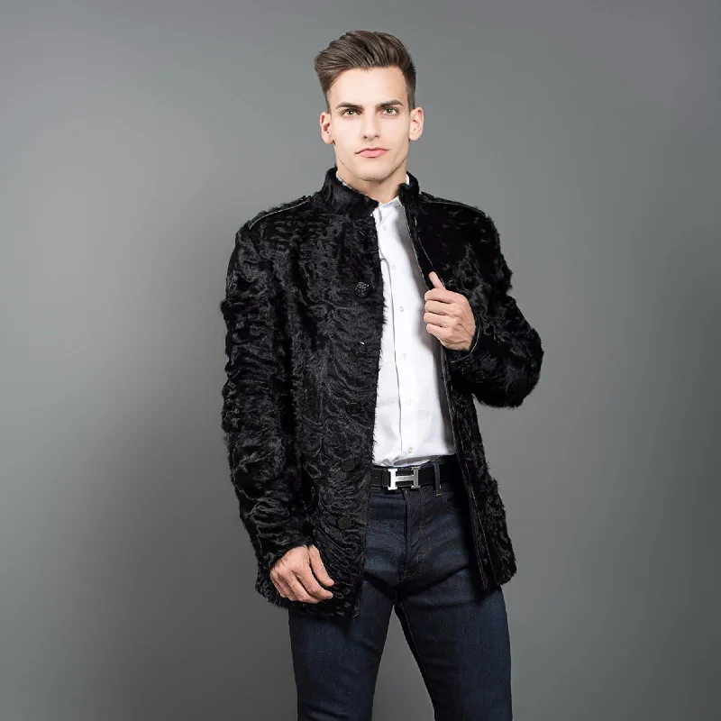 men's functional jackets-Men's Fur Jacket Astrakhan