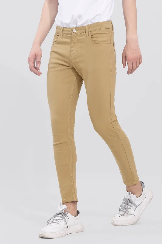 men's cycling pants-Ricky Beige Skinny Jeans