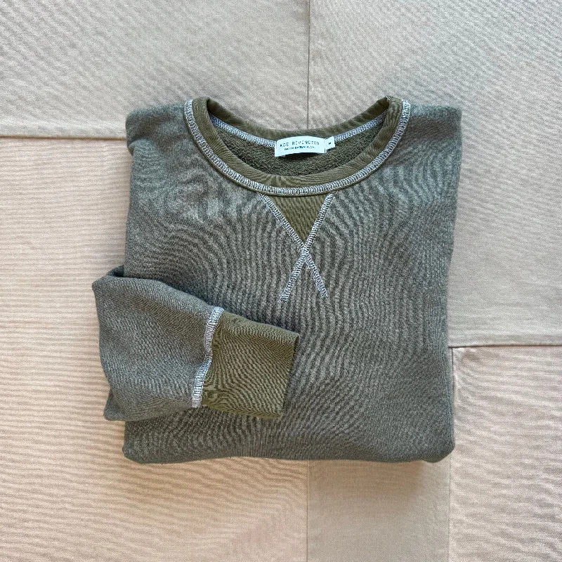 men's modern sweatshirts-French Terry Crewneck Sweatshirt, Army Green