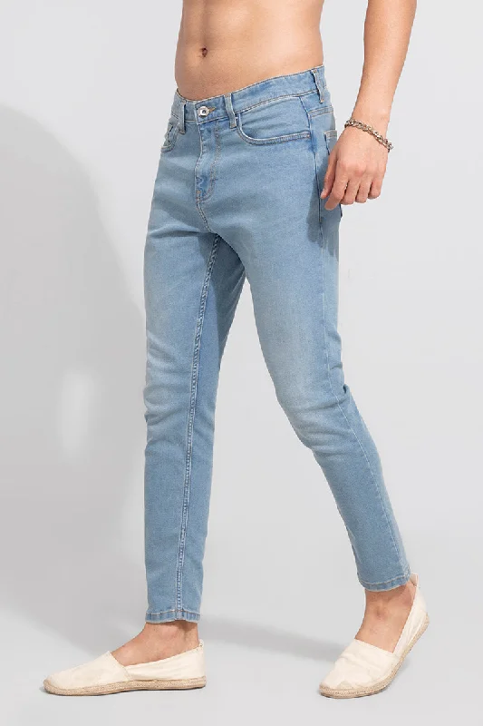 men's pleated trousers-Zen Sky Blue Jeans