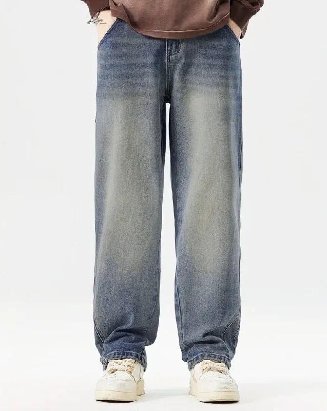 men's travel pants-Take It Easy Blue Baggy Jeans