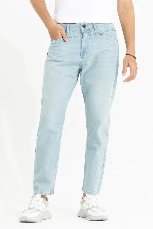 men's vibrant pants-Waggish Sky Blue Baggy Jeans