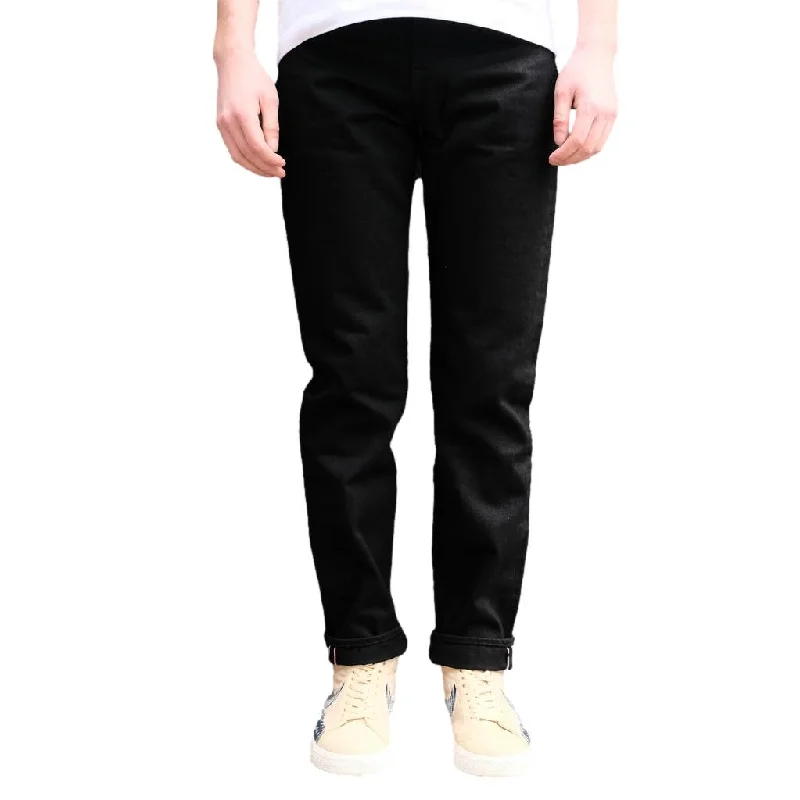 men's formal trousers-Momotaro "Classic" Black Selvedge Jeans (Tapered)