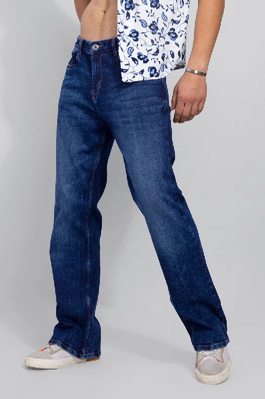 men's streetwear pants-Edgar Space Blue Bootcut Jeans