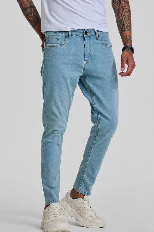 men's quick dry pants-Denim Blue Skinny Fit Jeans