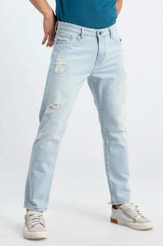 men's recycled pants-Relax Fit Ice Blue Denim