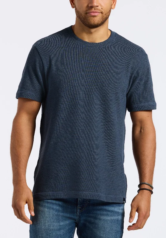 men's moisture-wicking t-shirts-Karlton Men's Waffle-Knit Short-Sleeve Crewneck T-Shirt, Whale - BM24538