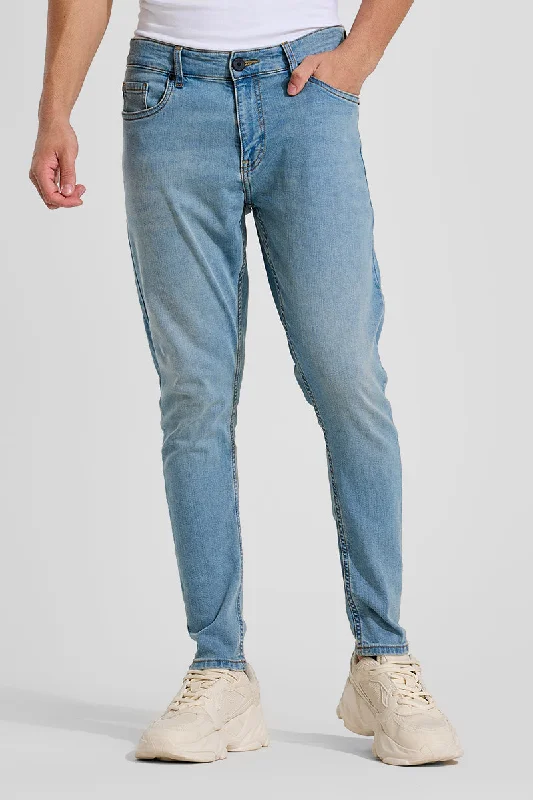 men's striped trousers-Light Blue Skinny Fit Jeans