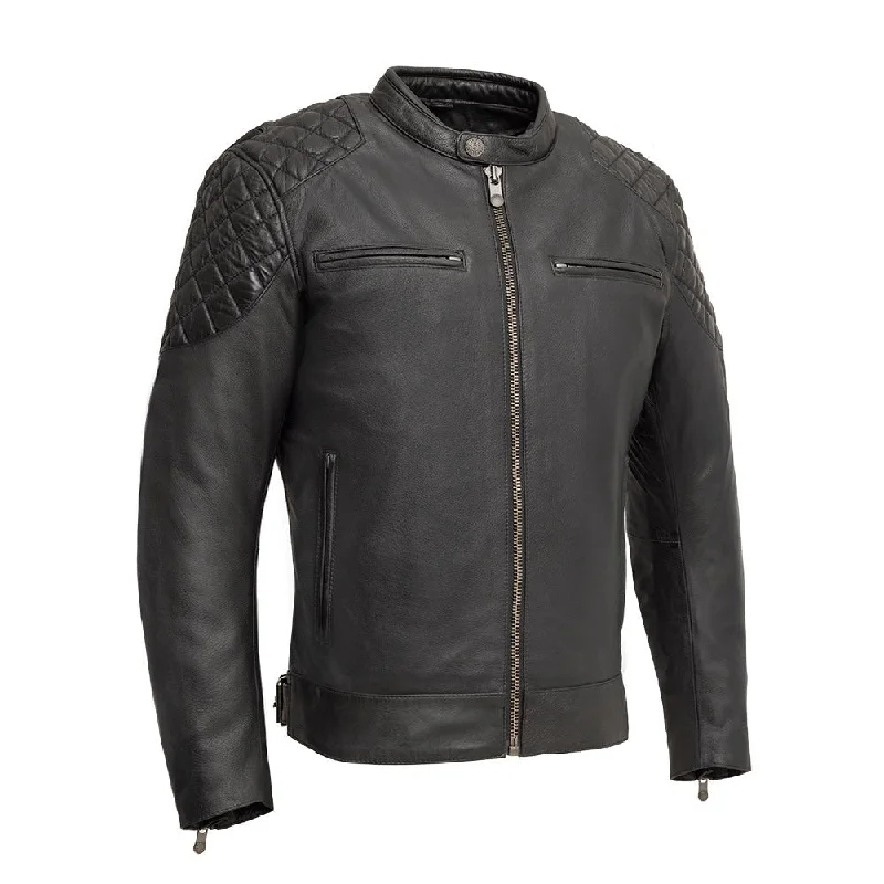 men's UV protection jackets-Grand Prix - Men's Leather Motorcycle Jacket