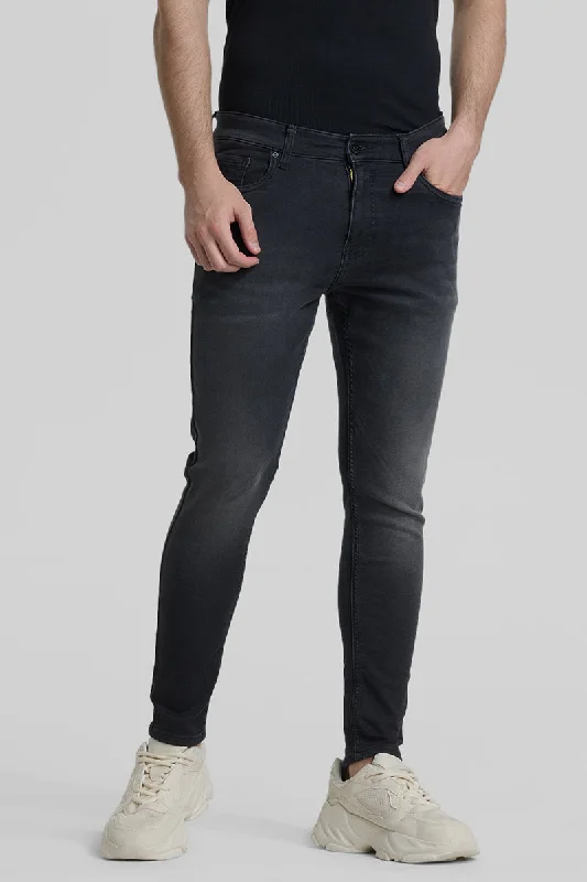 men's running pants-Black Skinny Fit Jeans