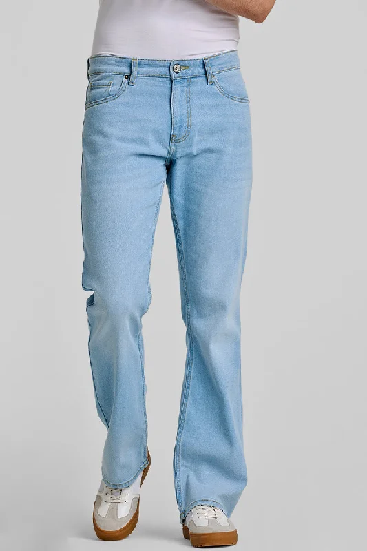 men's travel pants-Blue Bootcut Jeans