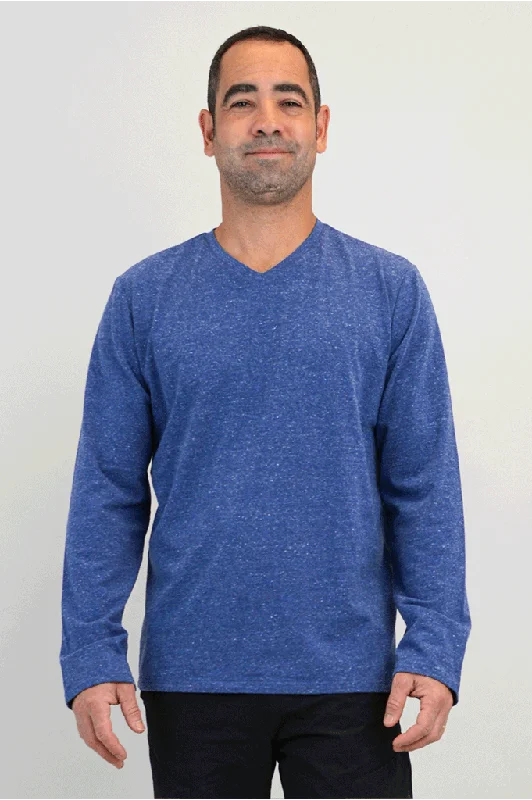 men's fall t-shirts-Adam Long Sleeve, Denim, Bamboo