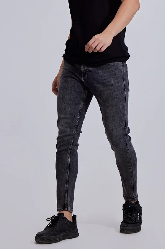 men's elastic waist pants-Zack Shaded Grey Jeans