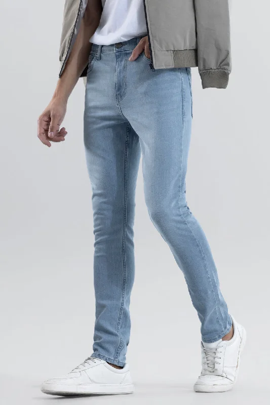 men's slim fit pants-Wispy Sky Blue Slim Fit Jeans