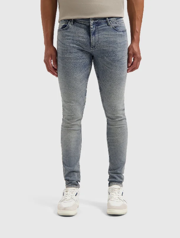 men's windproof trousers-The Jone Skinny Fit Jeans | Denim Mid Blue