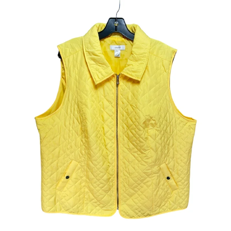 men's outdoor vests-Diamond Quilted Vest By CJ Banks In Yellow, Size: 2X