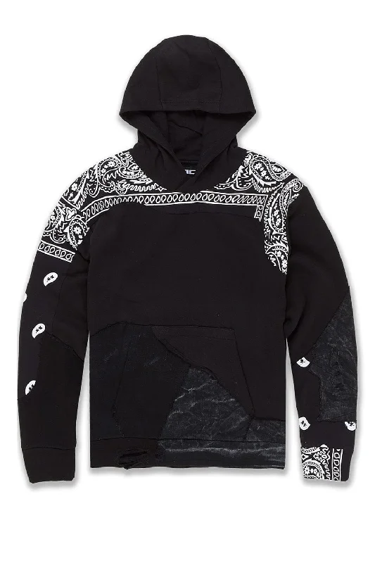 men's cycling hoodies-Big Men's Paisley Pullover Hoodie (Noir)