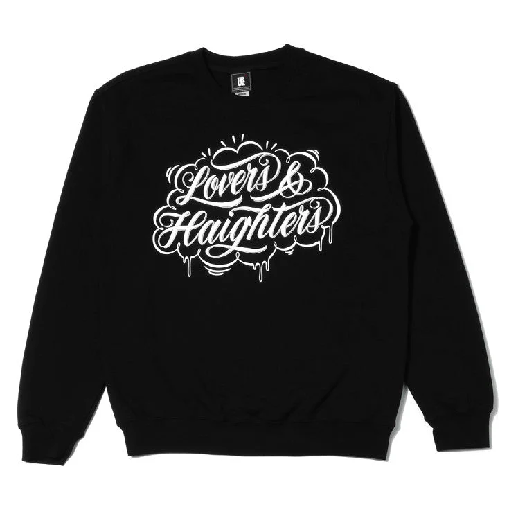 men's lightweight sweatshirts-Mens True Love & Haight Crewneck Sweatshirt Black