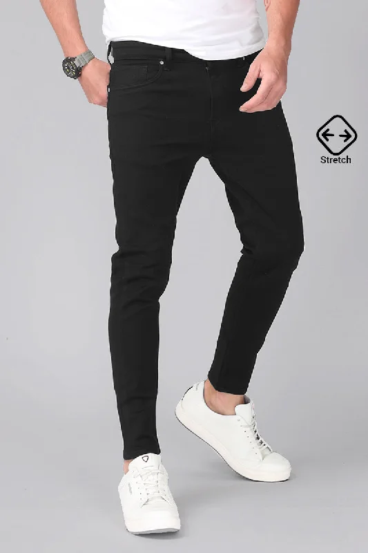 men's party trousers-Jet Black Denim