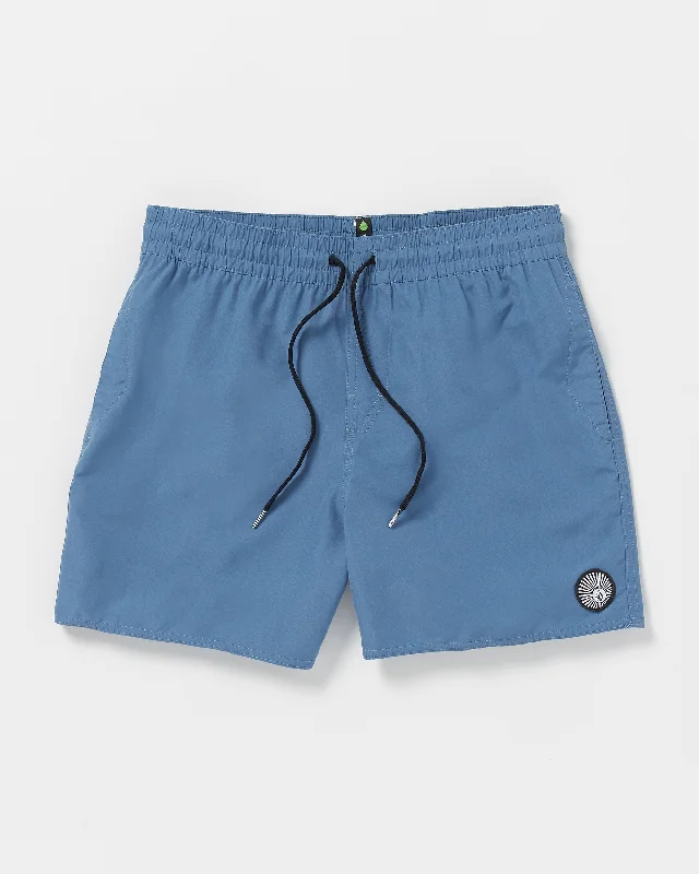 men's budget shorts-Lido Solid Elastic Waist Trunks - Blueberry