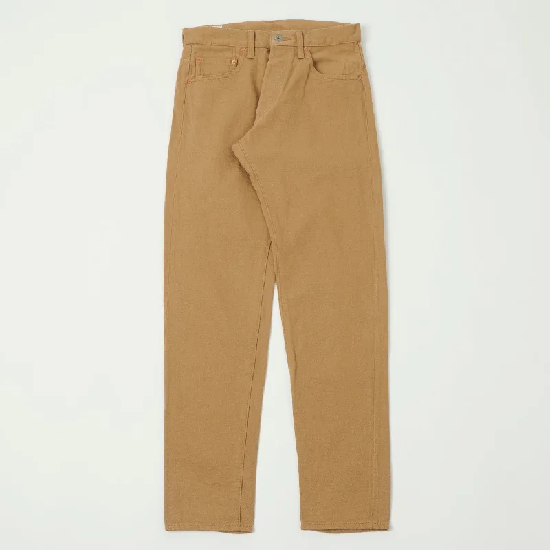 men's tapered pants-ONI 882LW-BE 12oz Super Slab Messenger Regular Tapered Jean - Beige One Wash