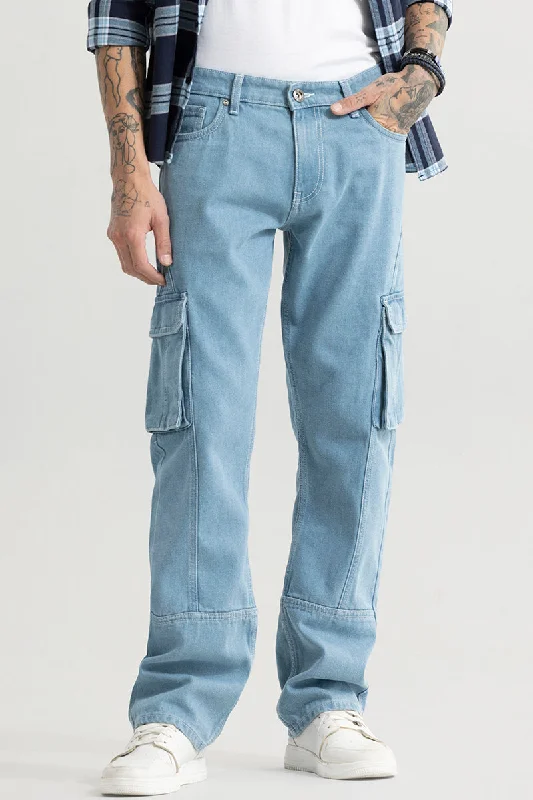 men's versatile pants-Sphinx Ice Blue Straight Fit Jeans