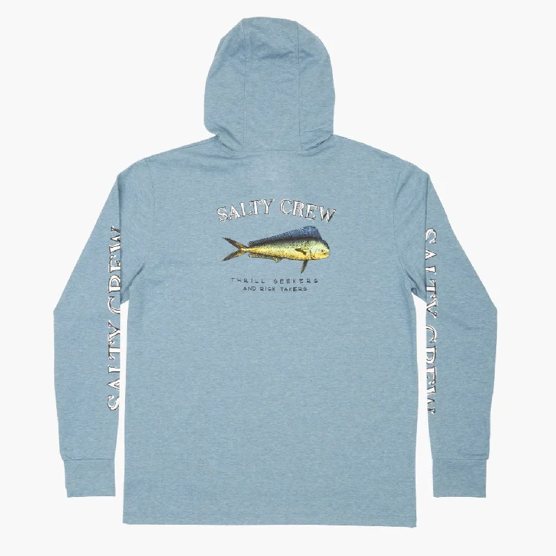 men's budget hoodies-Salty Crew El Dorado Hoodie Tech Tee - Harbor Blue