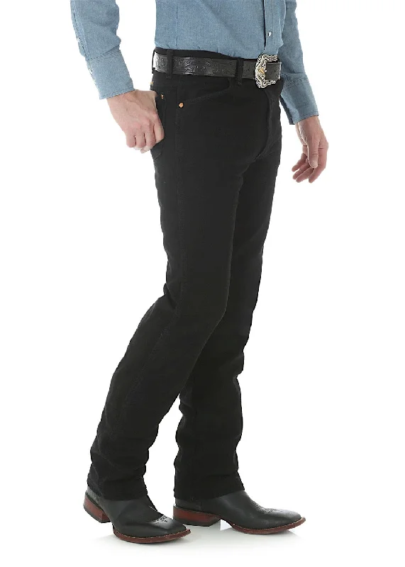 men's travel pants-Wranglers Mens Cowboy Cut Slim Fit Jean Shadow Black