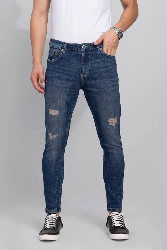 men's tapered pants-Noah Grunge Blue Skinny Jeans