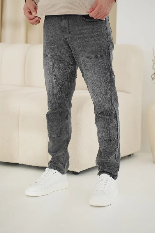 men's budget pants-Capo Carpenter Denim Jeans - Washed Black