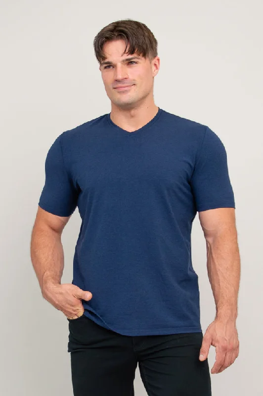 men's modern t-shirts-Adam Short Sleeve Shirt, Indigo, Bamboo