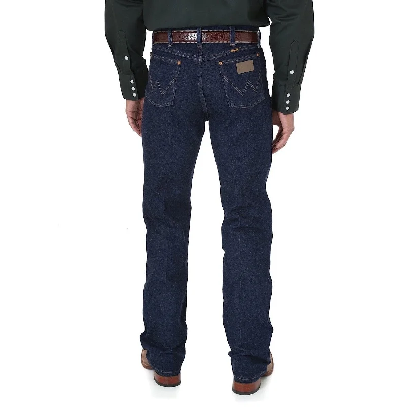 men's solid color pants-Wrangler Men's Cowboy Cut Stretch Reg Fit Jean Navy