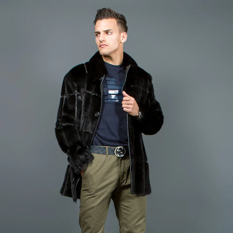 men's button-up jackets-Men's luxury Mink Jacket