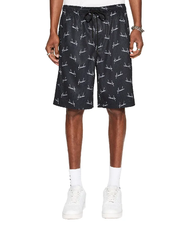 men's regular fit shorts-SKRIPT MESH SHORT BLACK