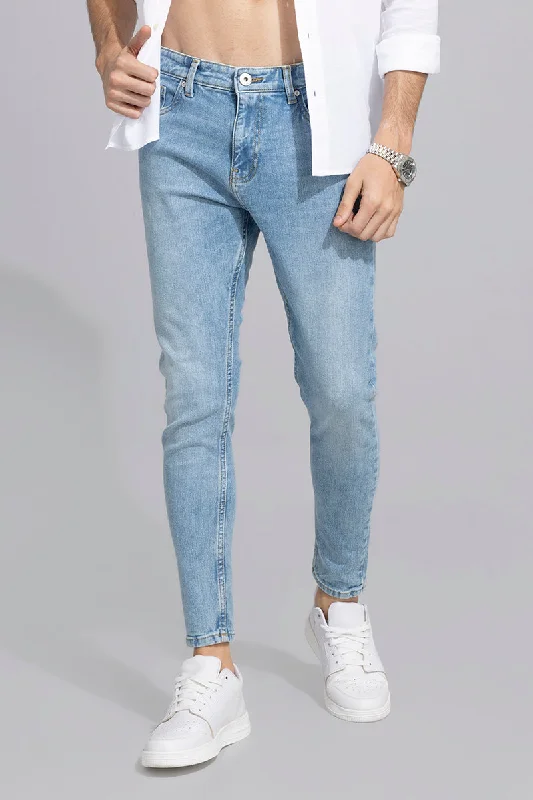 men's trendy trousers-Wizzy Sky Blue Skinny Jeans