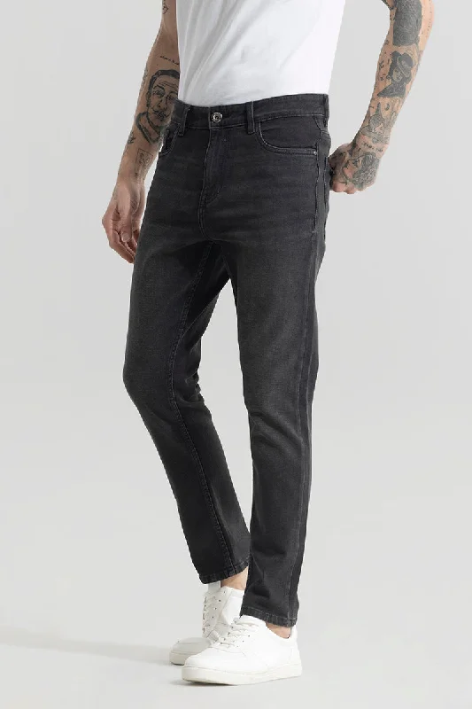 men's winter trousers-Acrux Stone Black Slim Fit Jeans