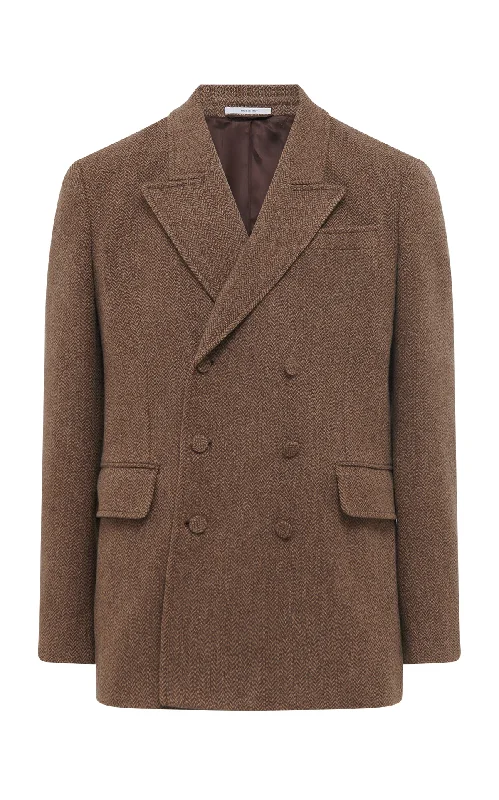 men's fitted jackets-Nico Blazer in Chocolate Multi Virgin Wool Cashmere Herringbone