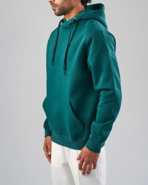 men's patterned sweatshirts-Contrast Print Hoodie   - DARK GREEN